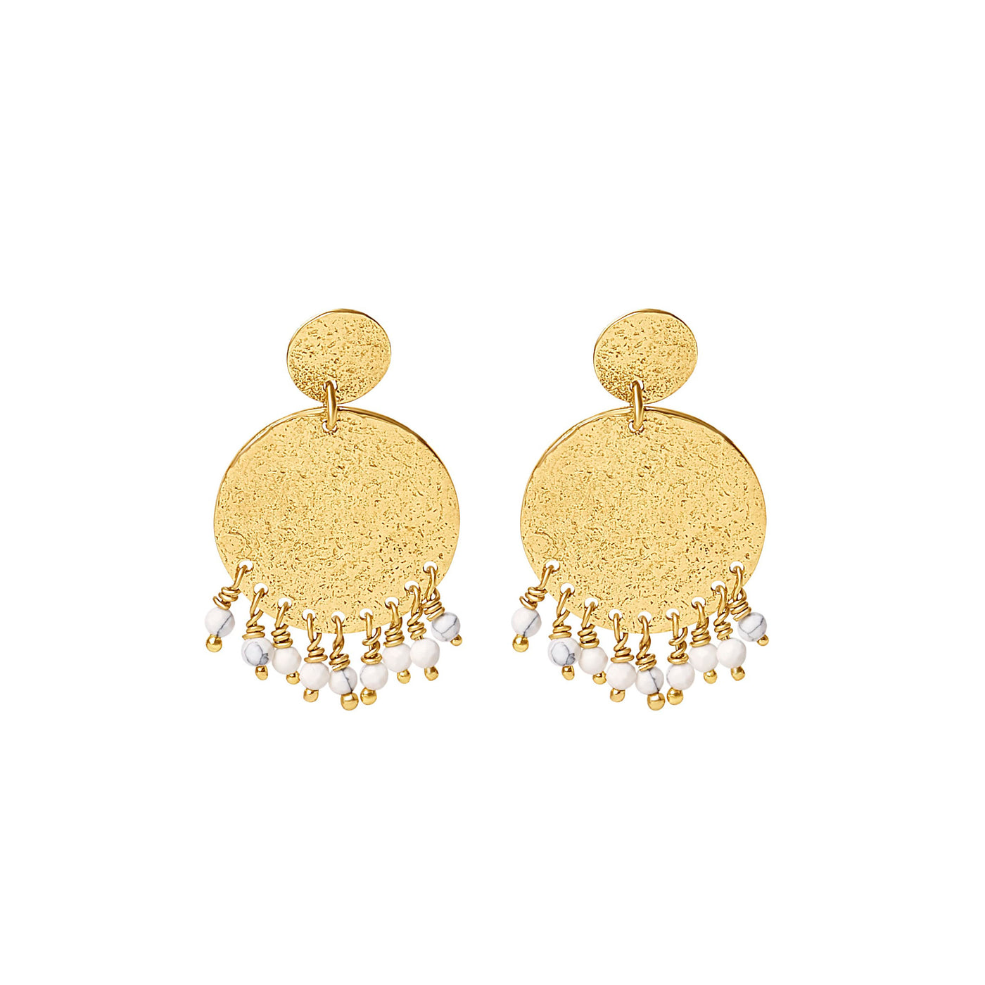 Boho Chic | Drop Circle With Bead Earrings - Bambu