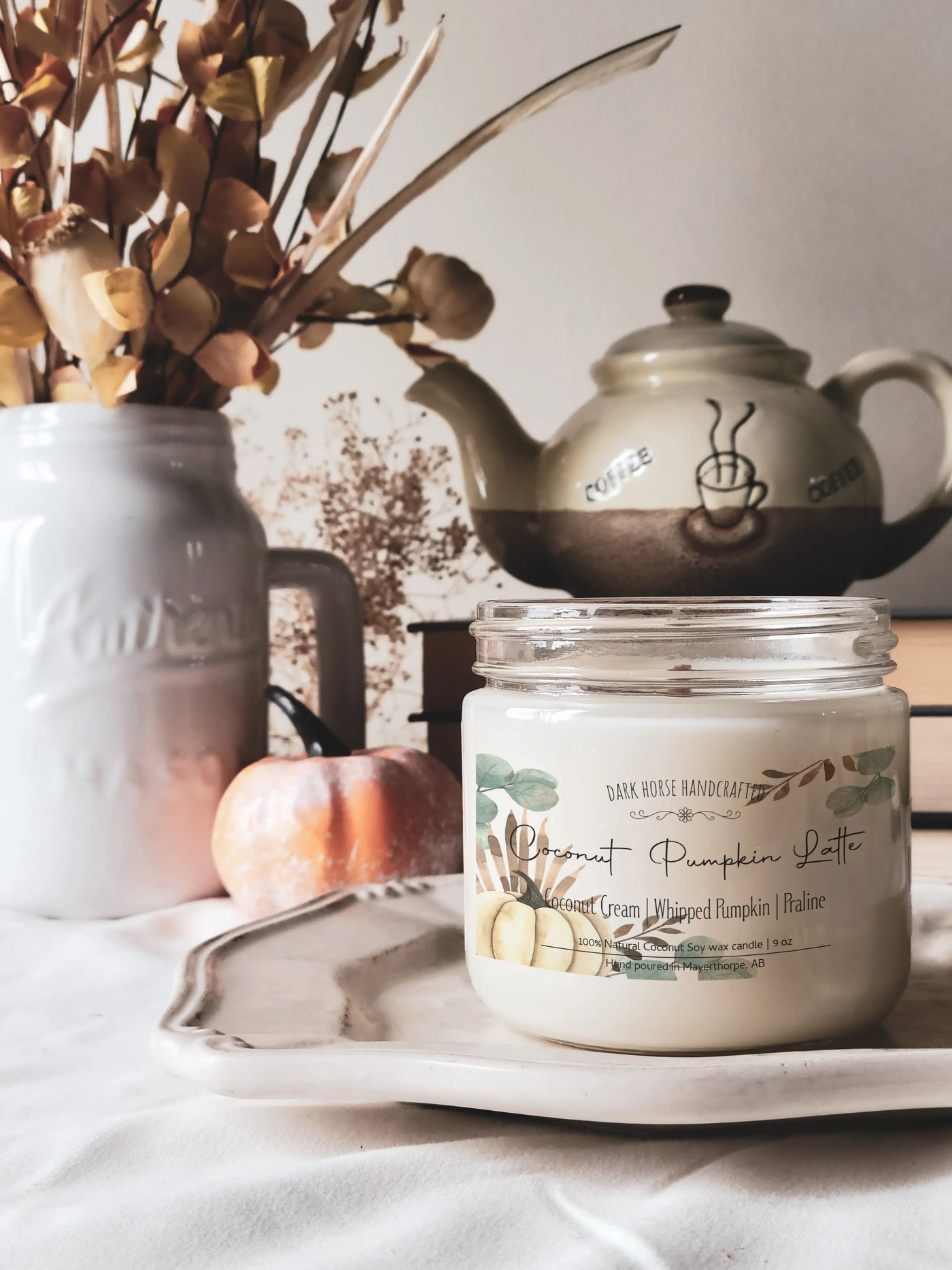 Coconut Pumpkin Latte Soy Candle- Dark Horse Handcrafted
