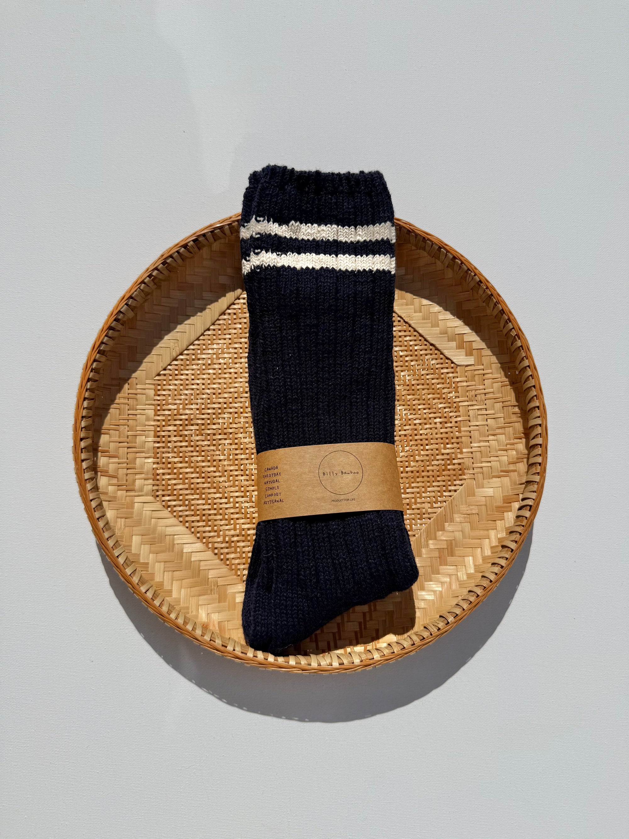 Slub Cotton College Socks - Oxford Navy