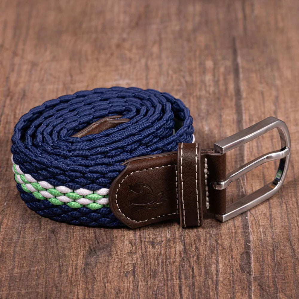 Water Bottle Upcycled Woven Belt - Green Fine Stripe