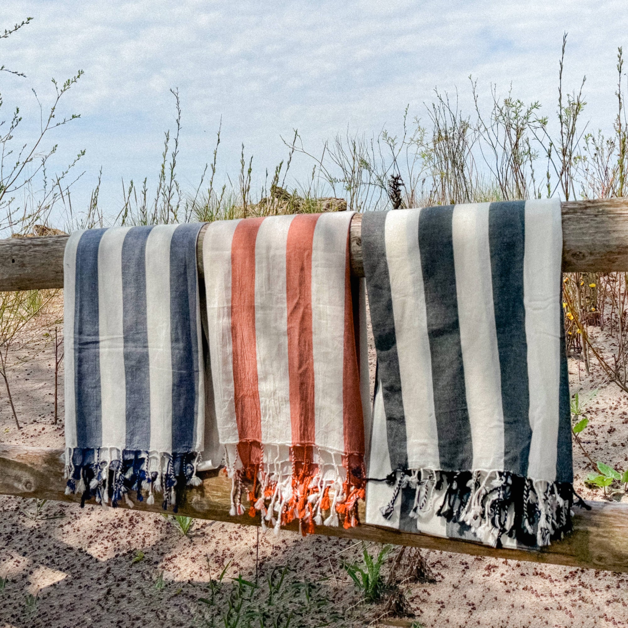 Black Striped Turkish Beach Towels