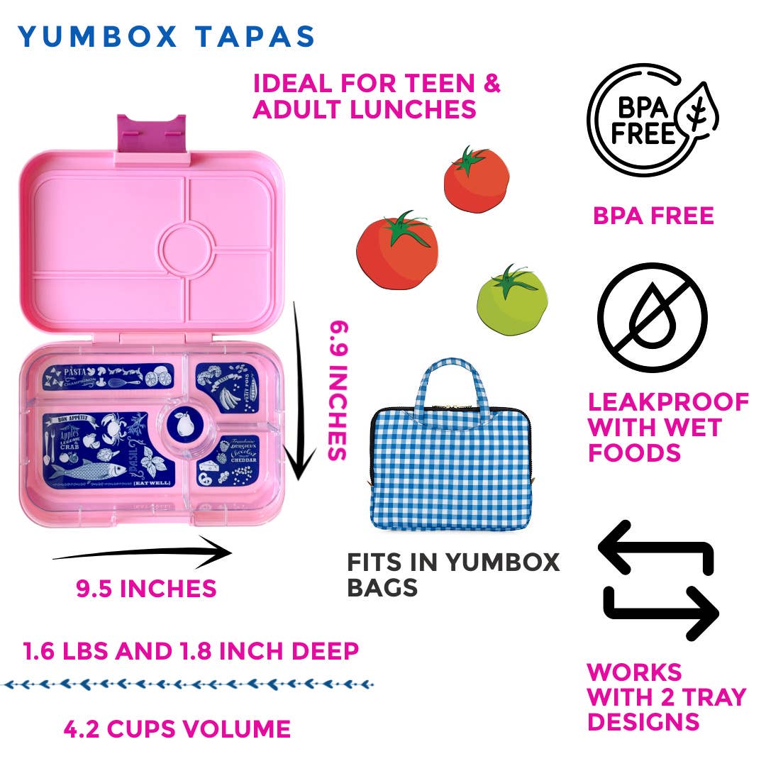 Leakproof Yumbox Tapas Bento Box( Capri Pink) 5 Compartment