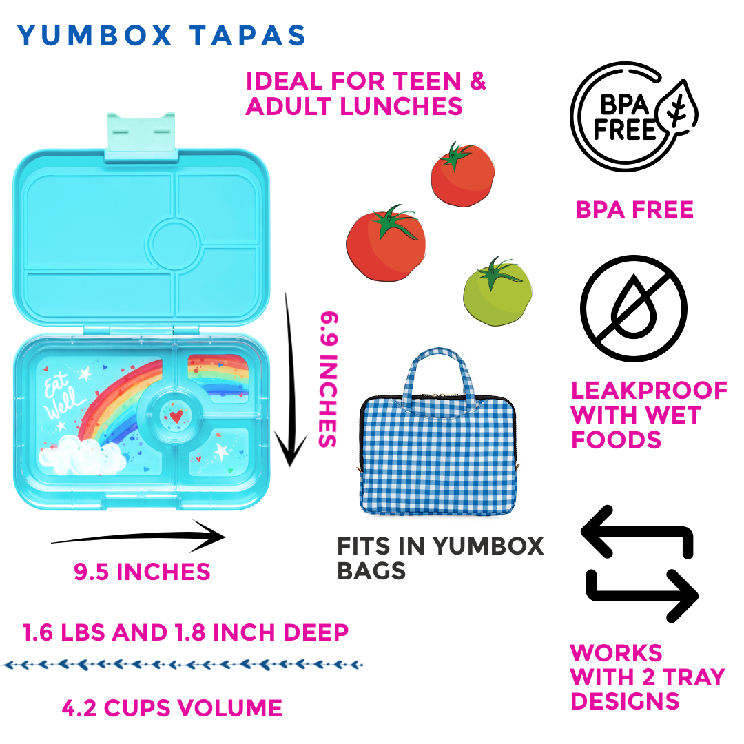 Leakproof Yumbox Tapas Antibes Blue - 4 Compartment -Rainbow