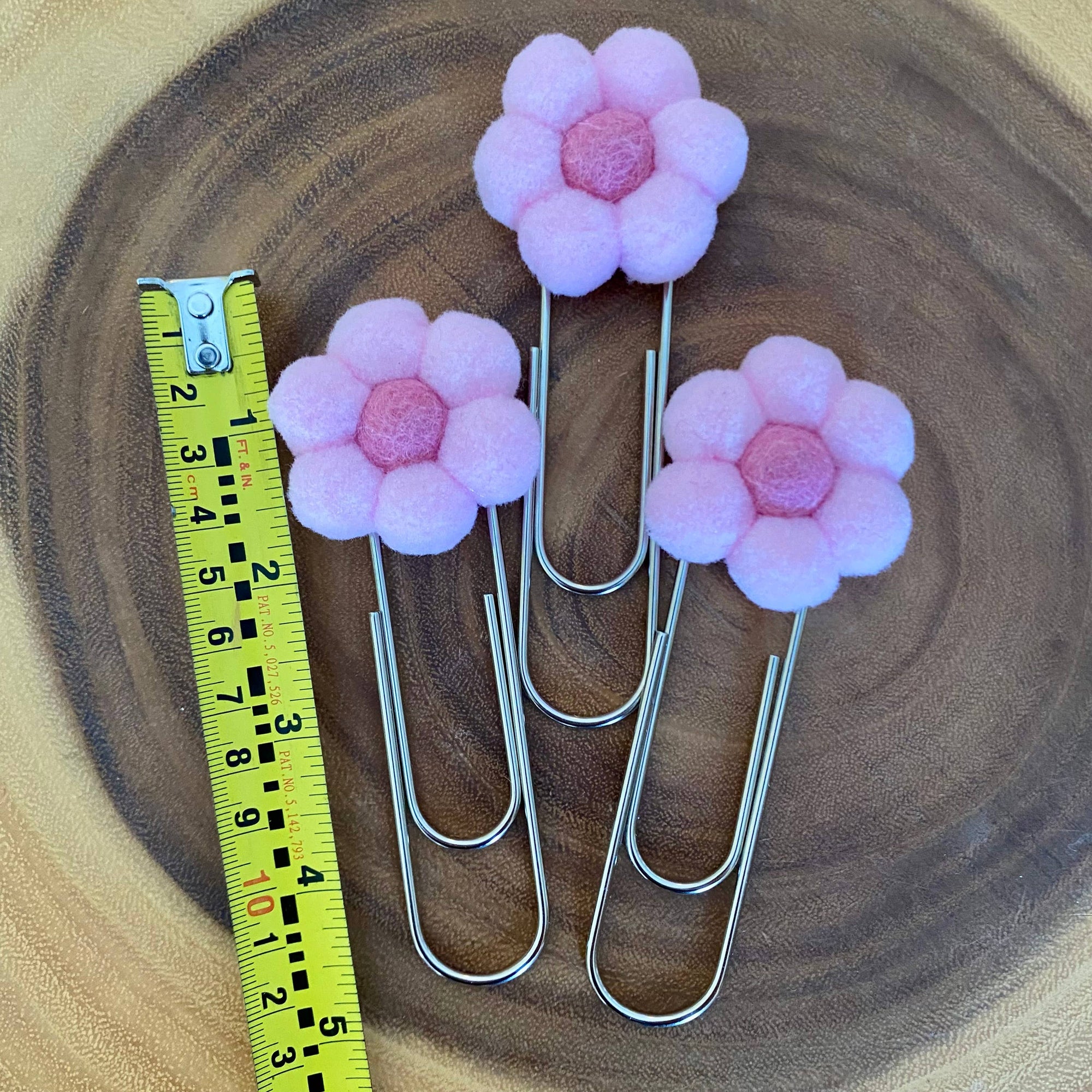 Flower Bookmark/ Oversized Paper Clip/ Pompom & Felt Flower 