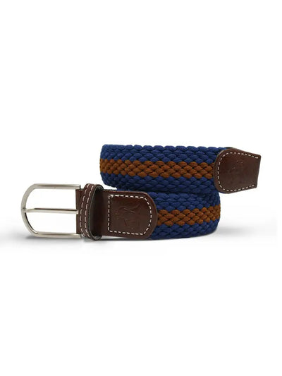 Water Bottle Upcycled Belt - Blue / Brown Stripe