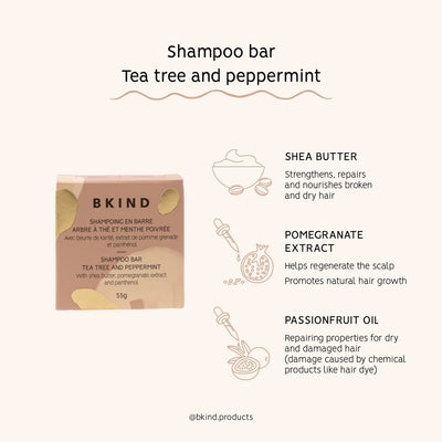 Shampoo Bar Tea Tree and Peppermint (Package Free)- BKIND