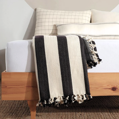 Black Striped Cream Throw blanket & Bedspread