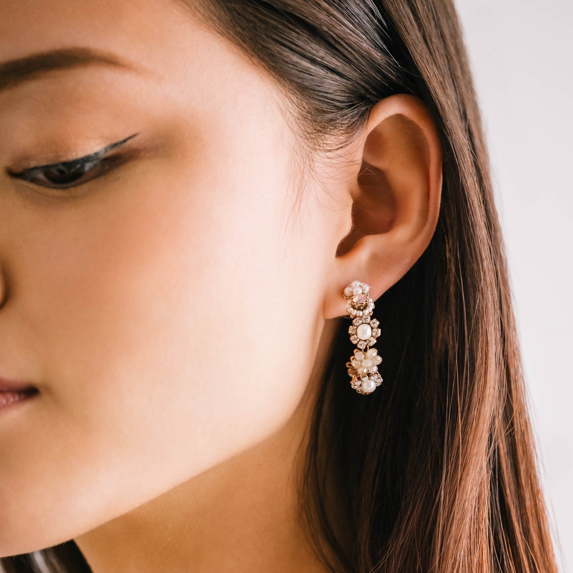 Bloom crystal hoop earrings by Lover's Tempo, detail