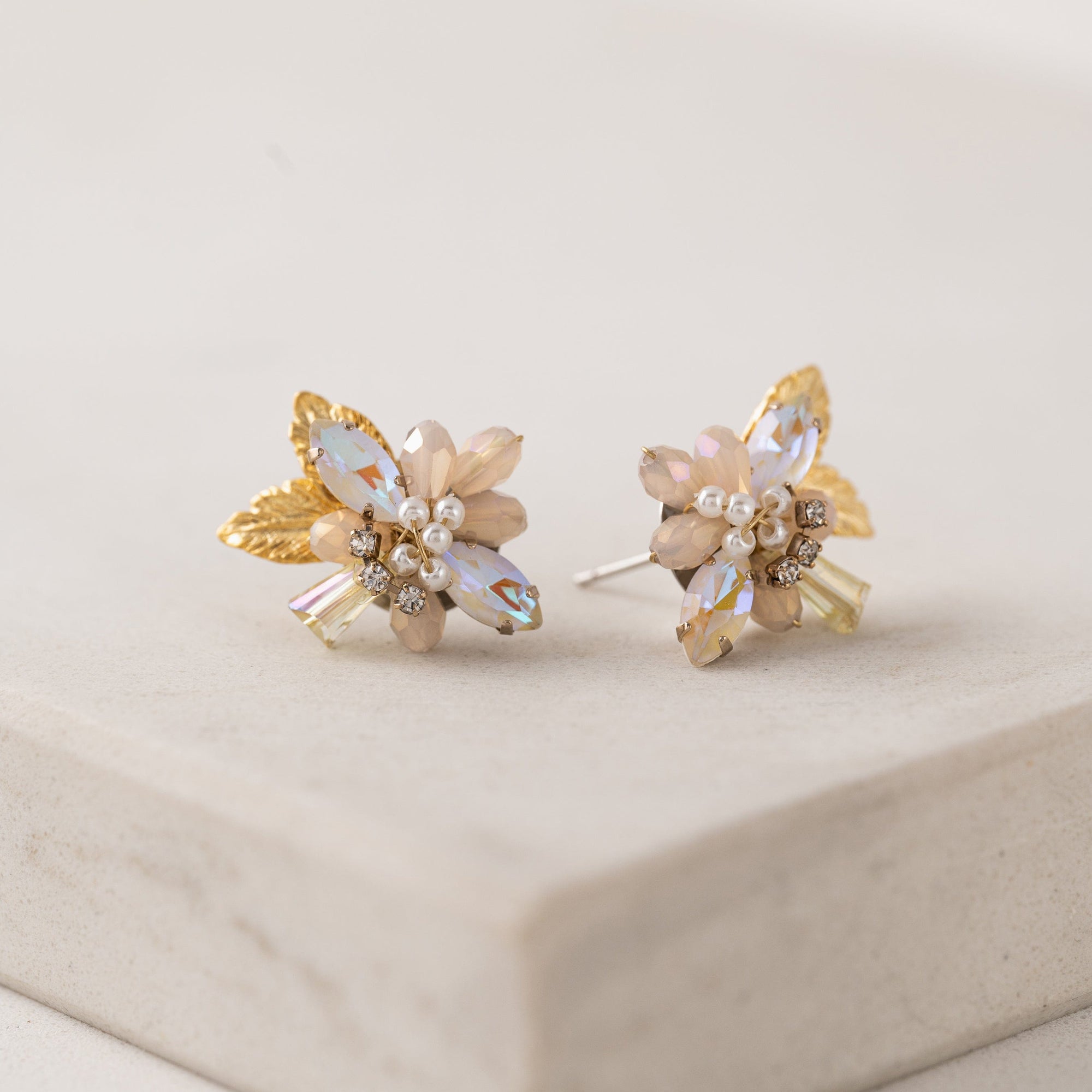 Botanist stud earrings in creme by Lover's Tempo, close-up