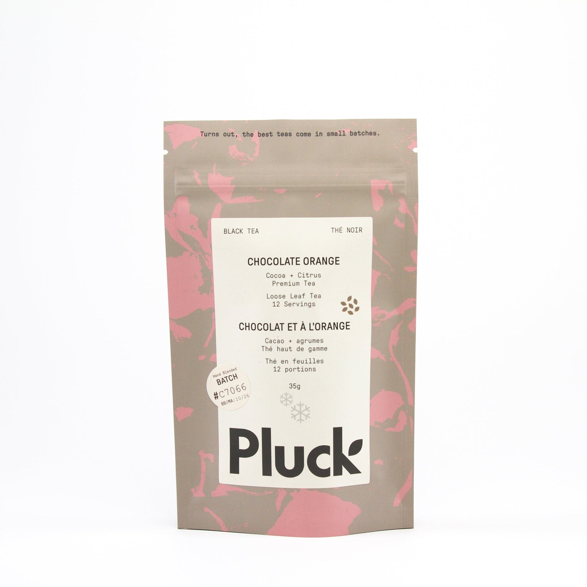 Pluck Tea Chocolate Orange black tea, 12 serving loose leaf pouch