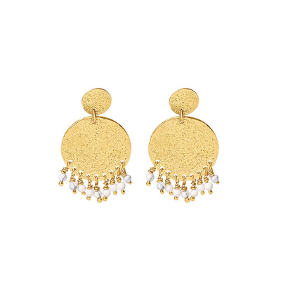 Boho Chic | Drop Circle With Bead Earrings - Bambu