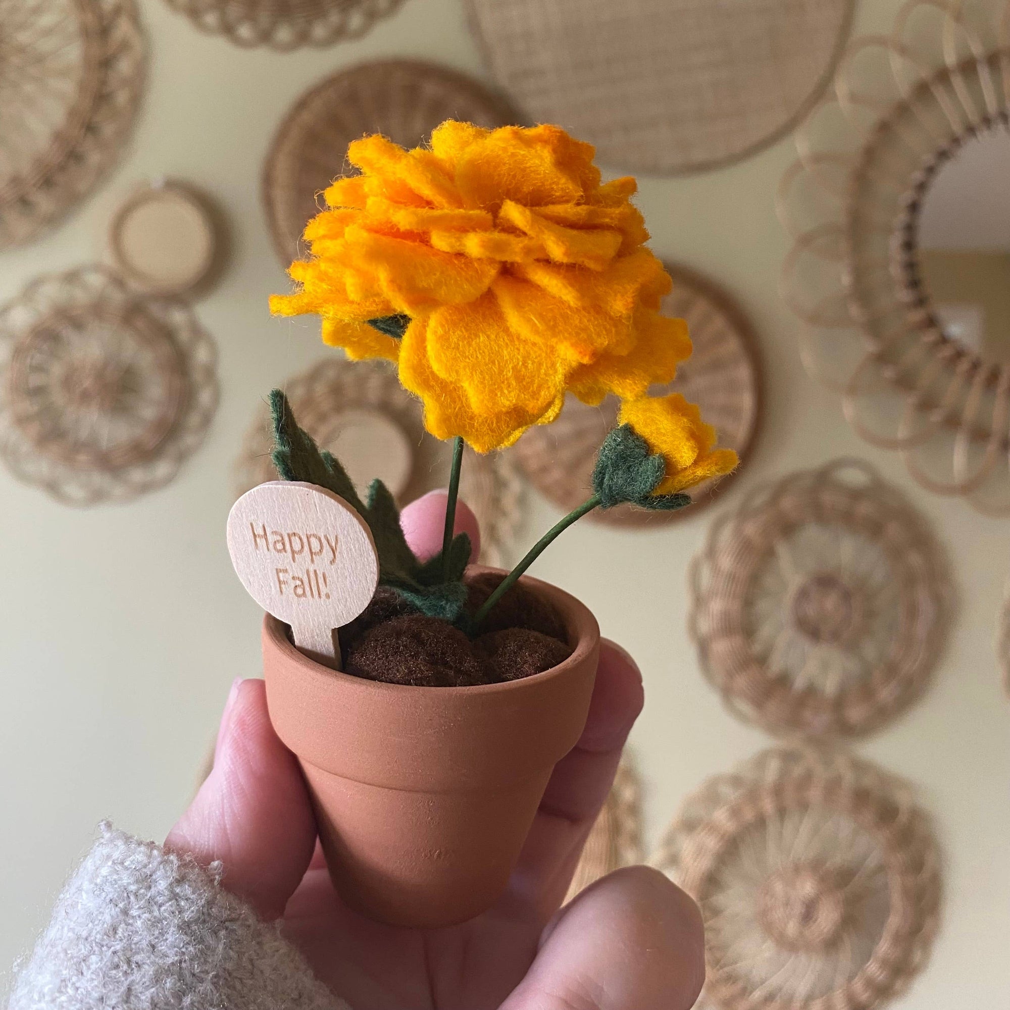 “Happy Fall” Various Handmade Felt Autumn Forever Flowers