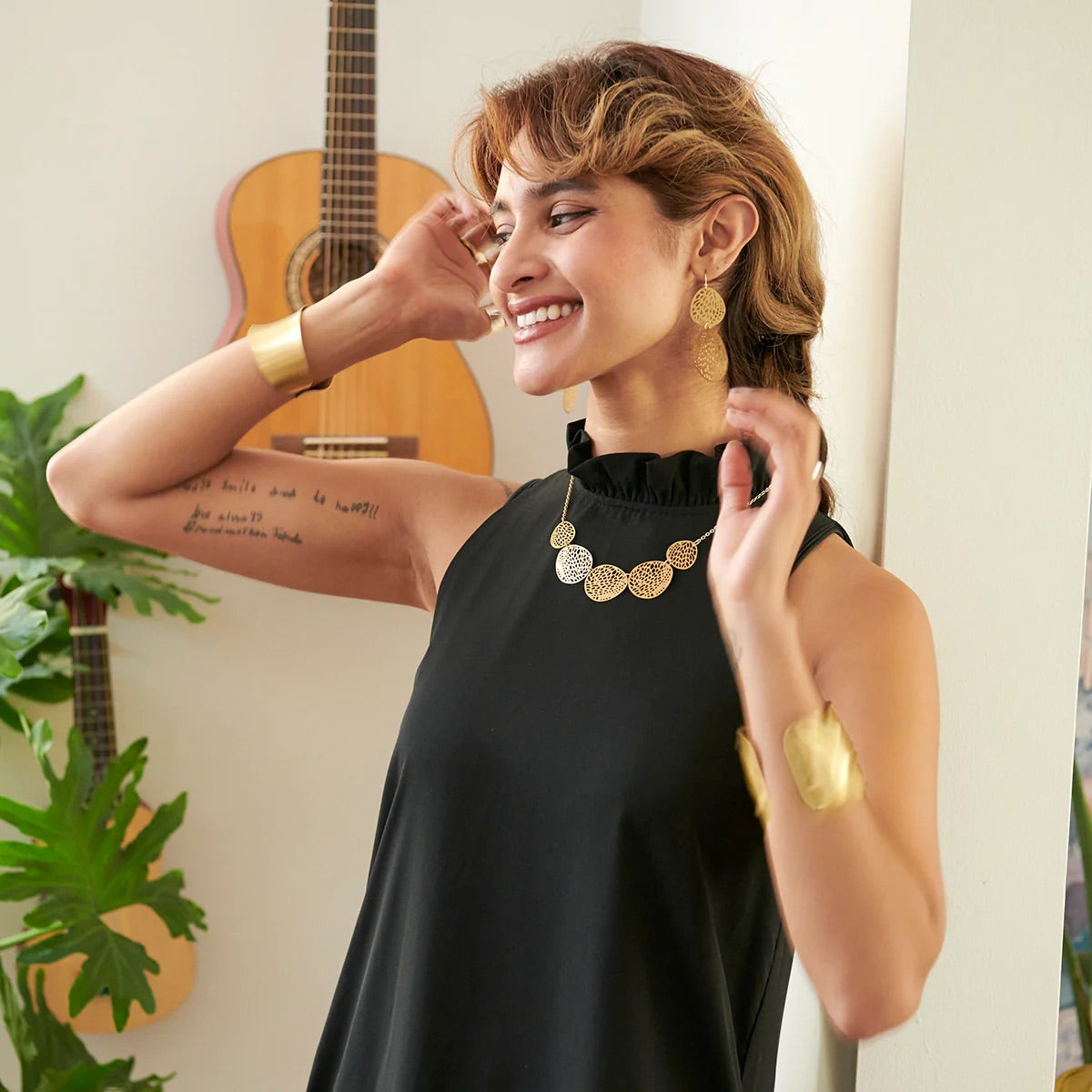 Stenciled Leaf Necklace - World Finds