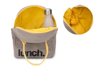 Zipper ‘Lunch’ Bag: Grey/Yellow - Fluf