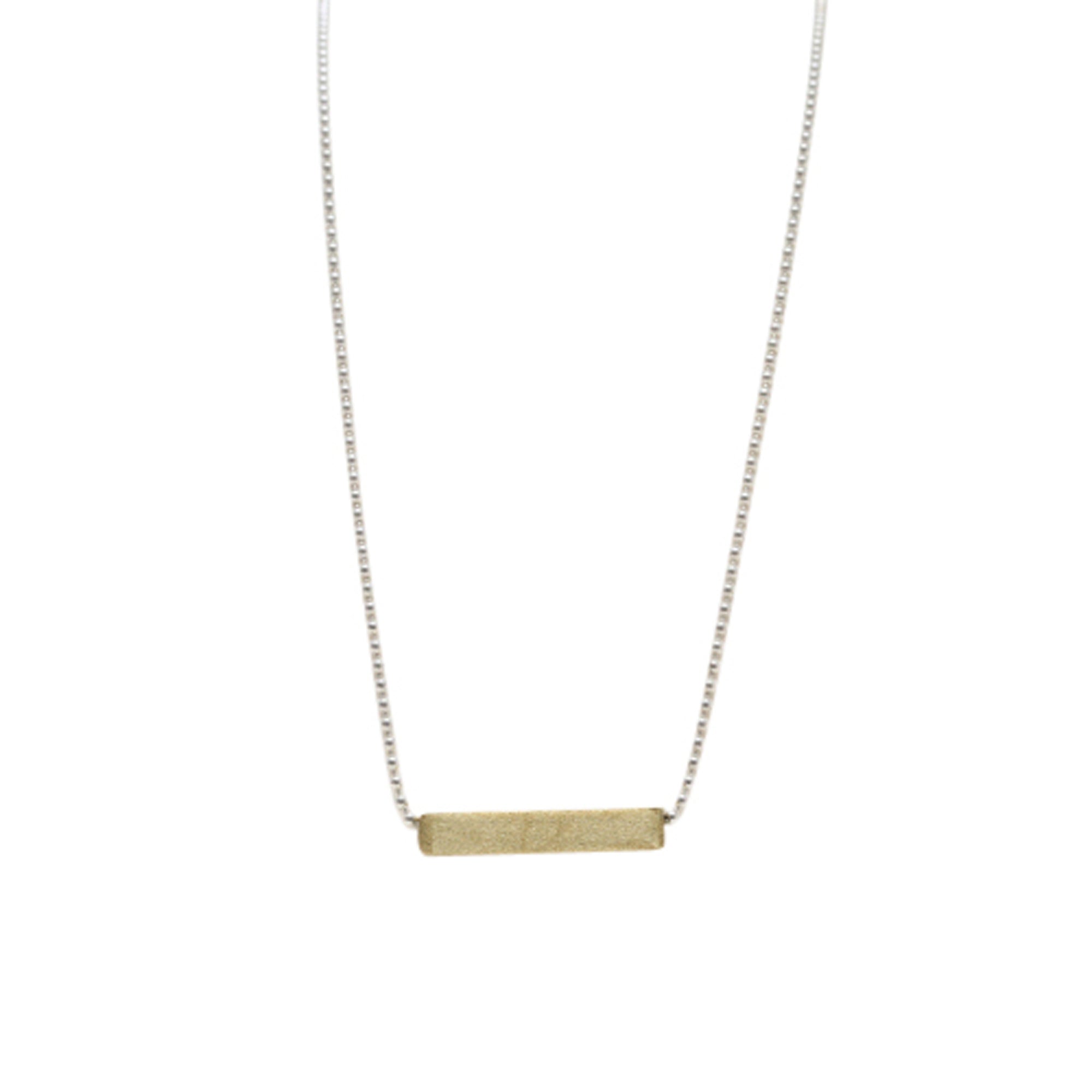 Bar | Gold Pendant, S Silver Chain Necklace Bambu