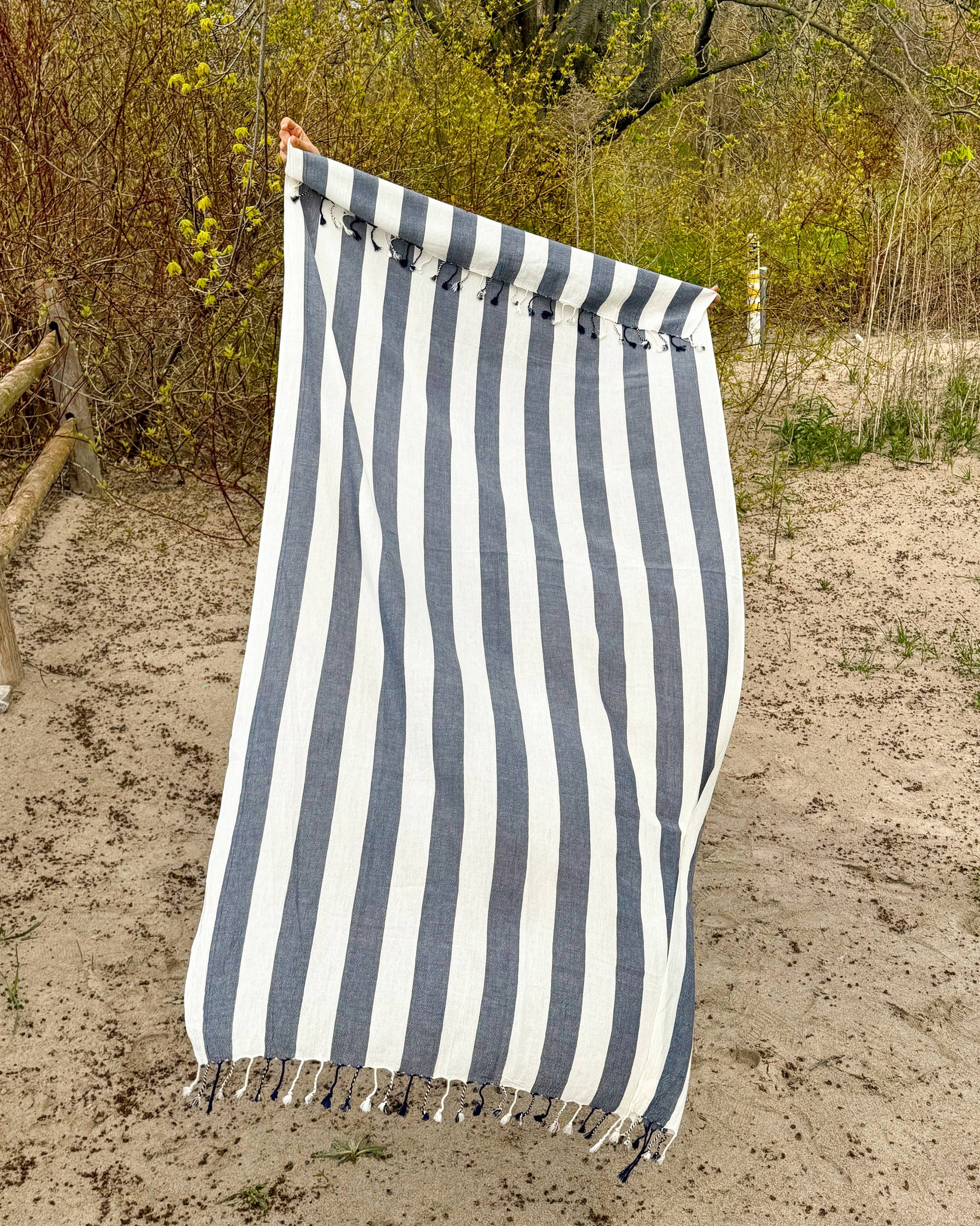 Black Striped Turkish Beach Towels