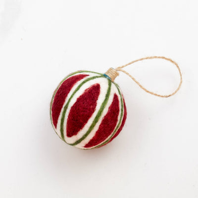 Felt Ball Hand Embroidered White / Red Assorted