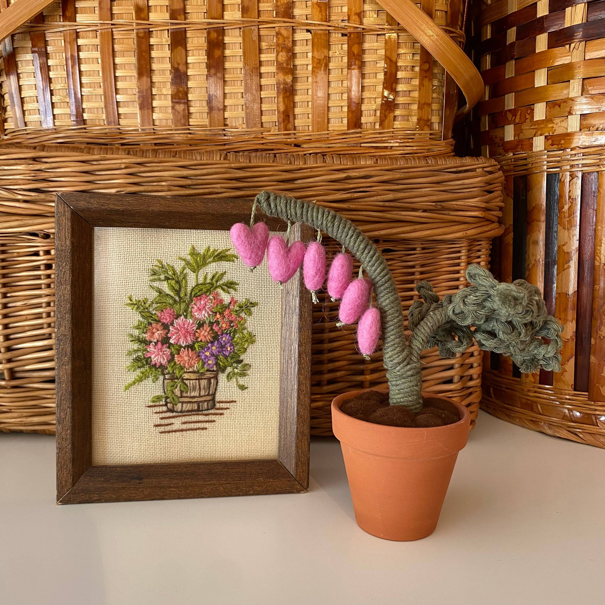 Macrame and Felted Bleeding Heart Forever Plant