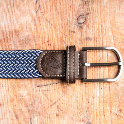 Water Bottle Upcycled Belt - Blue and White Weave