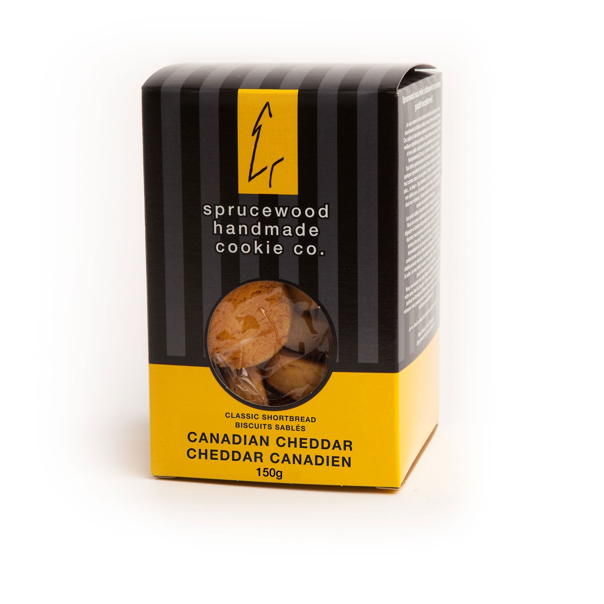 Box of Sprucewood Canadian cheddar shortbread cookies
