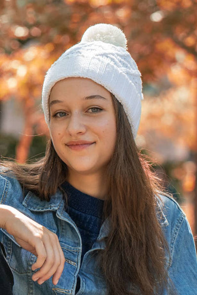 CANADA-MADE RECYCLED FLEECE-LINED POM BEANIE