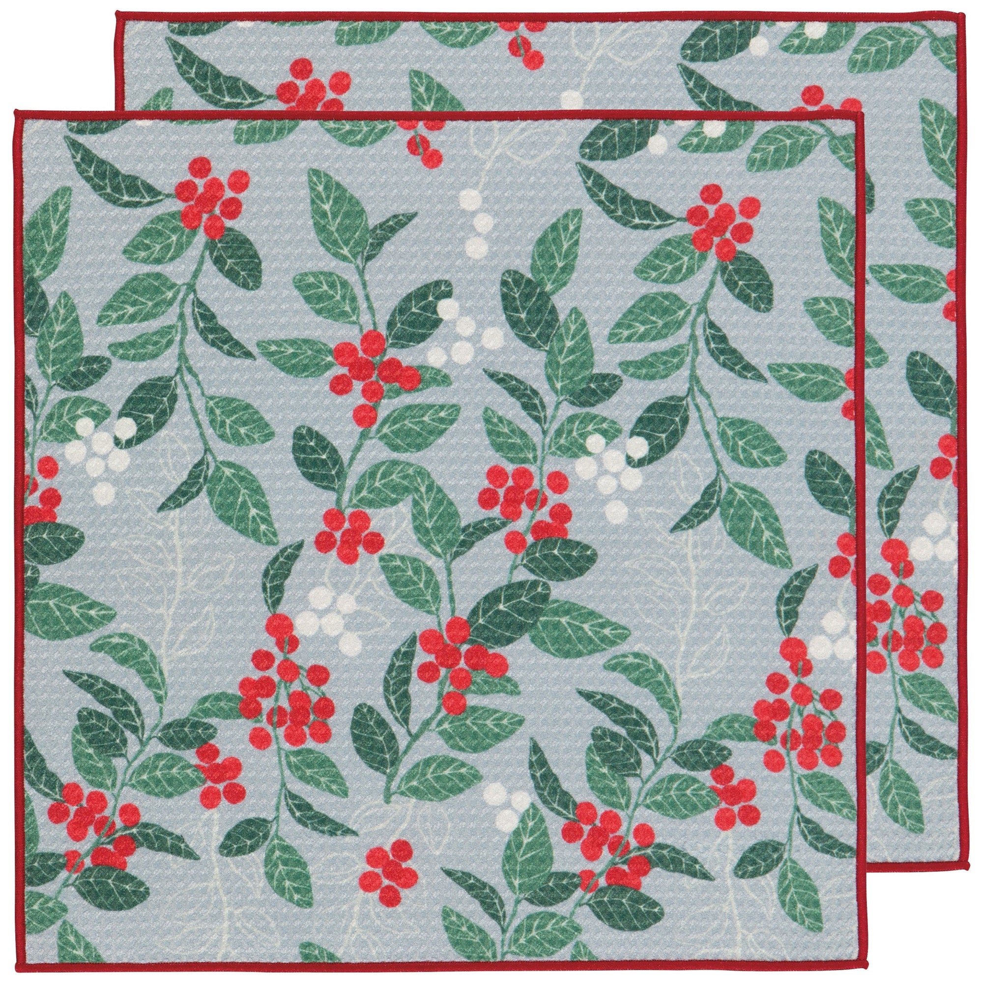 Merry Berry Christmas recycled microfibre dishcloths set of 2