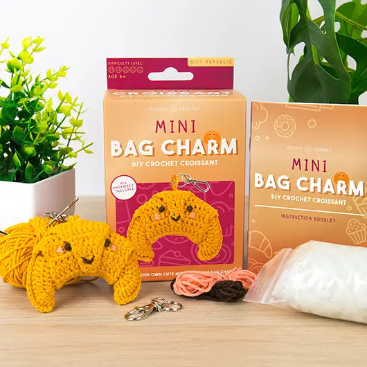 Croissant crochet bag charm
