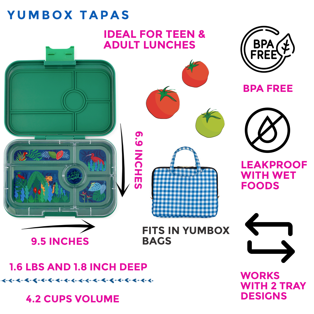 Leakproof Yumbox Tapas - Greenwich Green 5C Tray