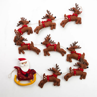 Santa and Reindeer Felt Garland