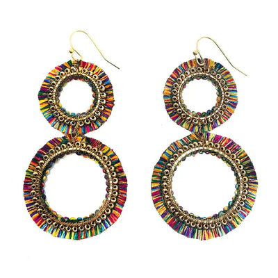 Raja Rainbow Double Hoops