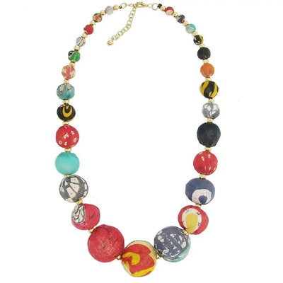 Kantha Graduated Bead Statement Necklace