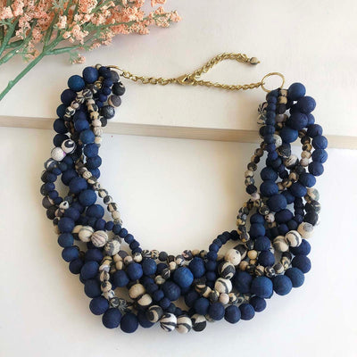 Kantha Indigo Braided Collar Necklace