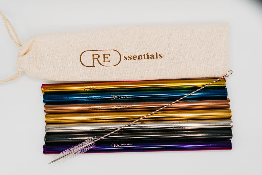 stainless steel reusable bubble tea straws variety pack